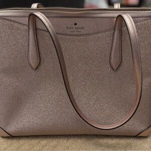kate spade metallic rose tote with glitter finish